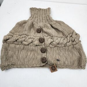 Emilime Anthro Chunky Knit Wool Poncho  Neck Warmer Shawl Button Turtlen…